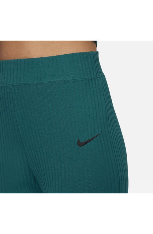 Shop Nike Sportswear Rib Flare Pants In Geode Teal/black