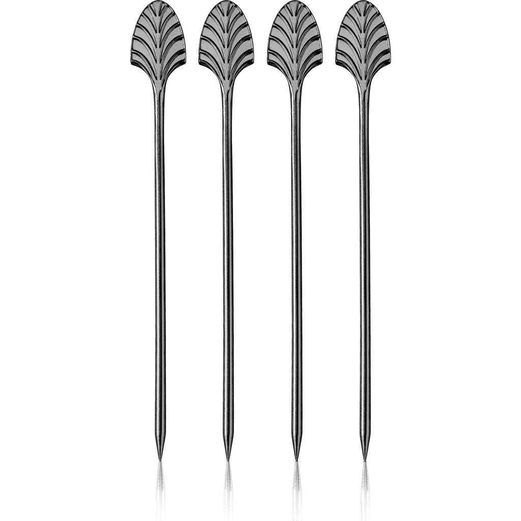 Viski Art Deco Cocktail Picks Set Of 4 In Black