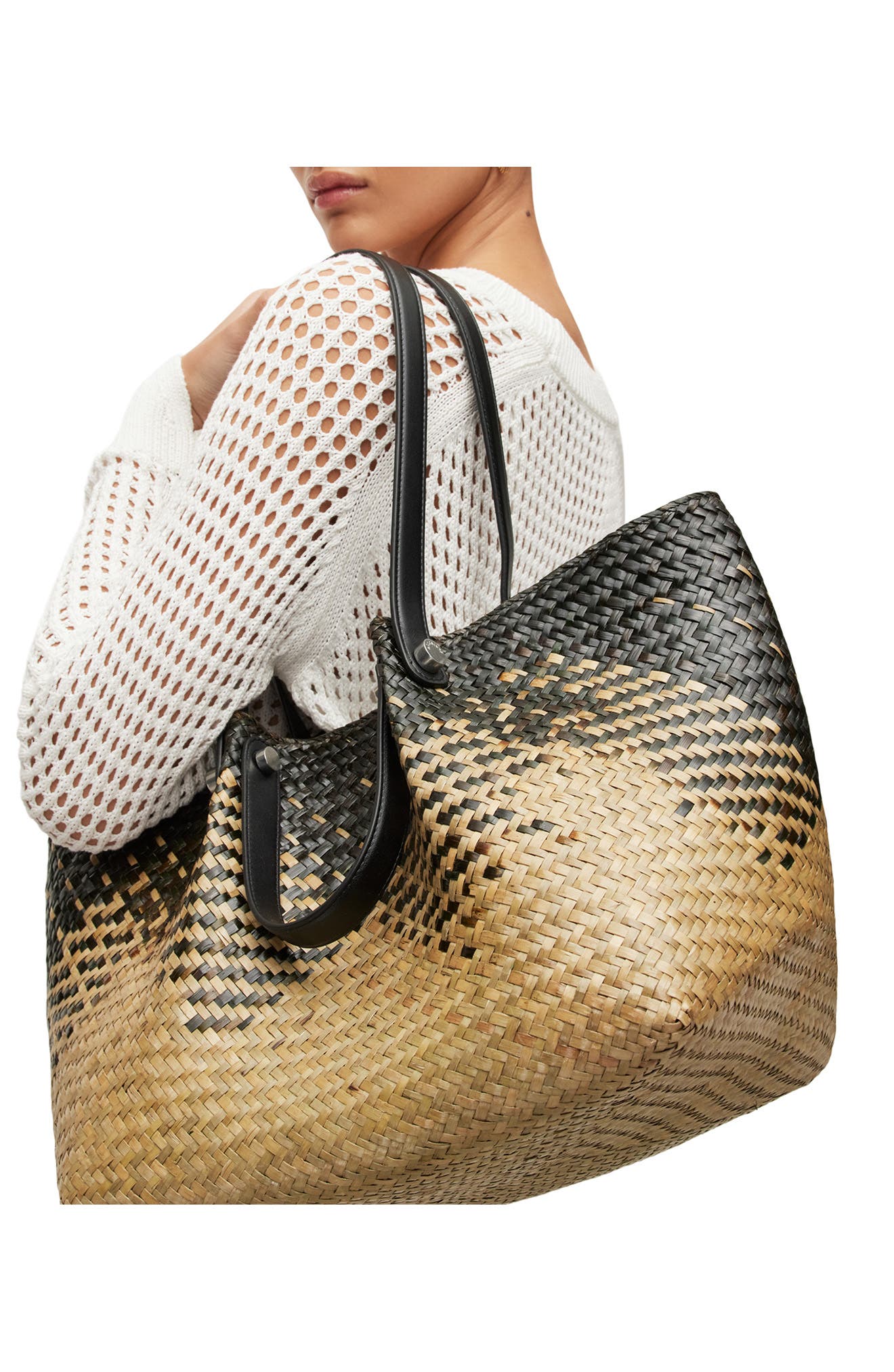 AllSaints Allington Straw Tote Nordstrom