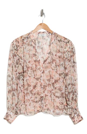 Shop Joie Naomi Print Tie Neck Silk Blouse In Dawn Multi