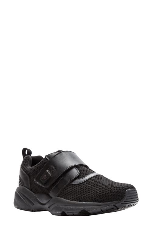 Propét Stability X Strap Sneaker in Black Fabric