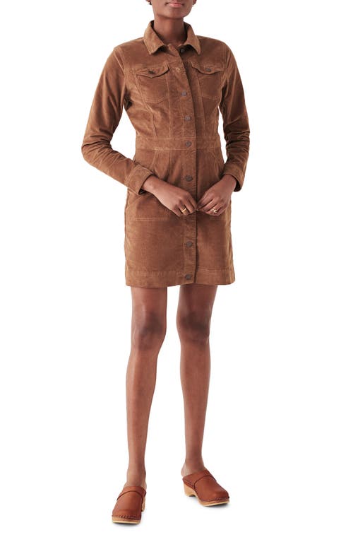 Faherty Michelle Long Sleeve Stretch Corduroy Organic Cotton Blend Shirtdress in Cord Brown