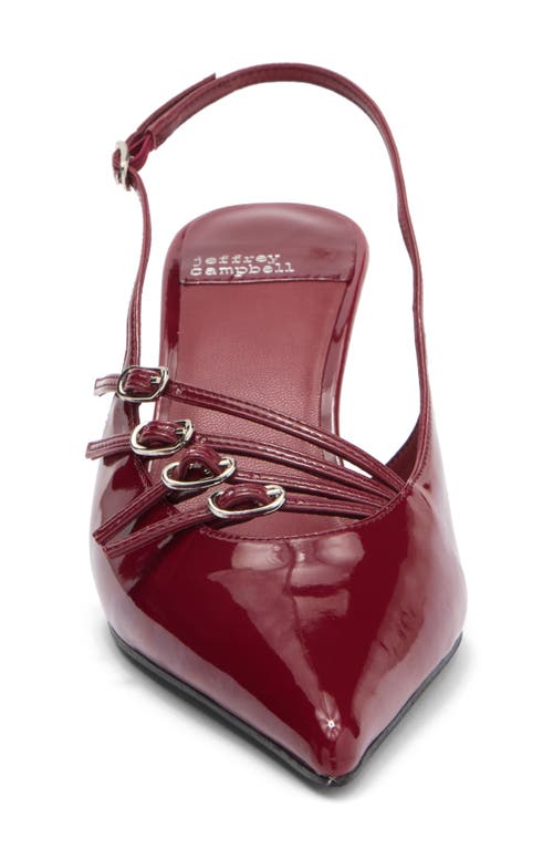 Jeffrey Campbell Lash Pointed Toe Kitten Heel Sandal In Cherry Red Patent