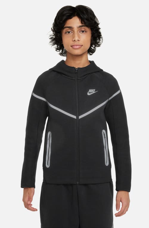 Shop Nike Kids' Sportswear Tech Fleece Jacket In Black/reflective Silver