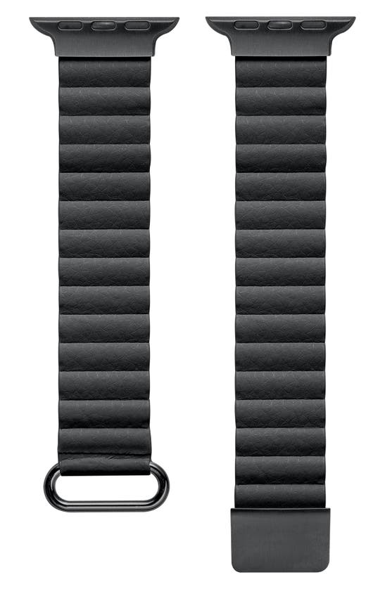 The Posh Tech Dakota Magnetic Leather Apple Watch® Watchband In Black