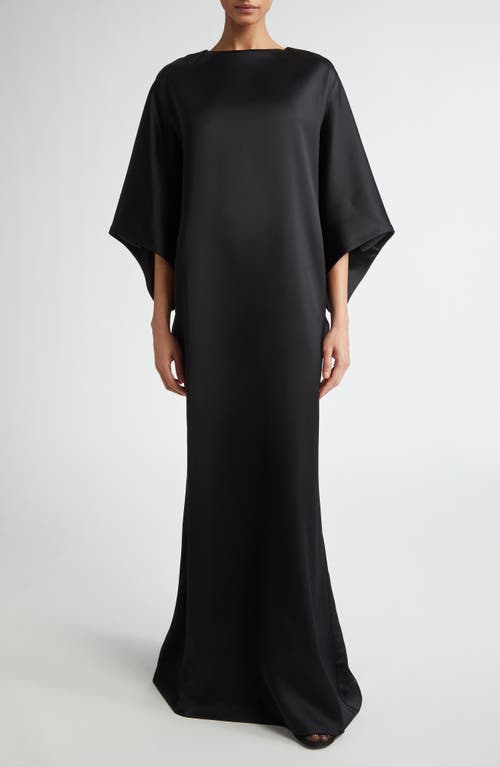 Shop Fforme Devora Reversed Raglan Duchess Satin Maxi Dress In Black