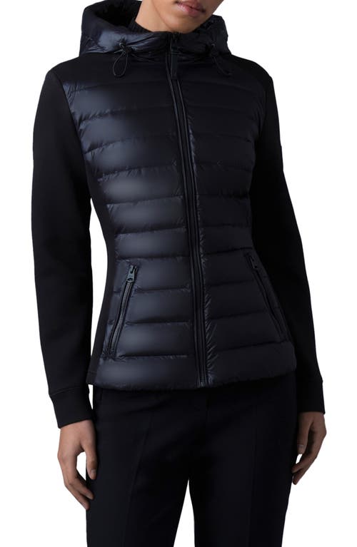 Mackage Della Mixed Media Down Puffer Jacket in Black at Nordstrom, Size Medium