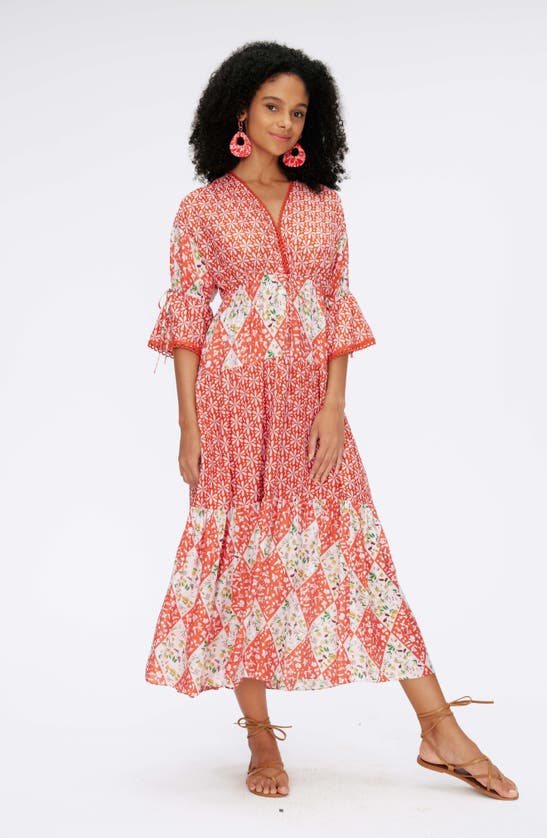 Shop Diane Von Furstenberg Boris Mixed Floral Midi Dress In Star Fruit Print/ Ditzy Fruits