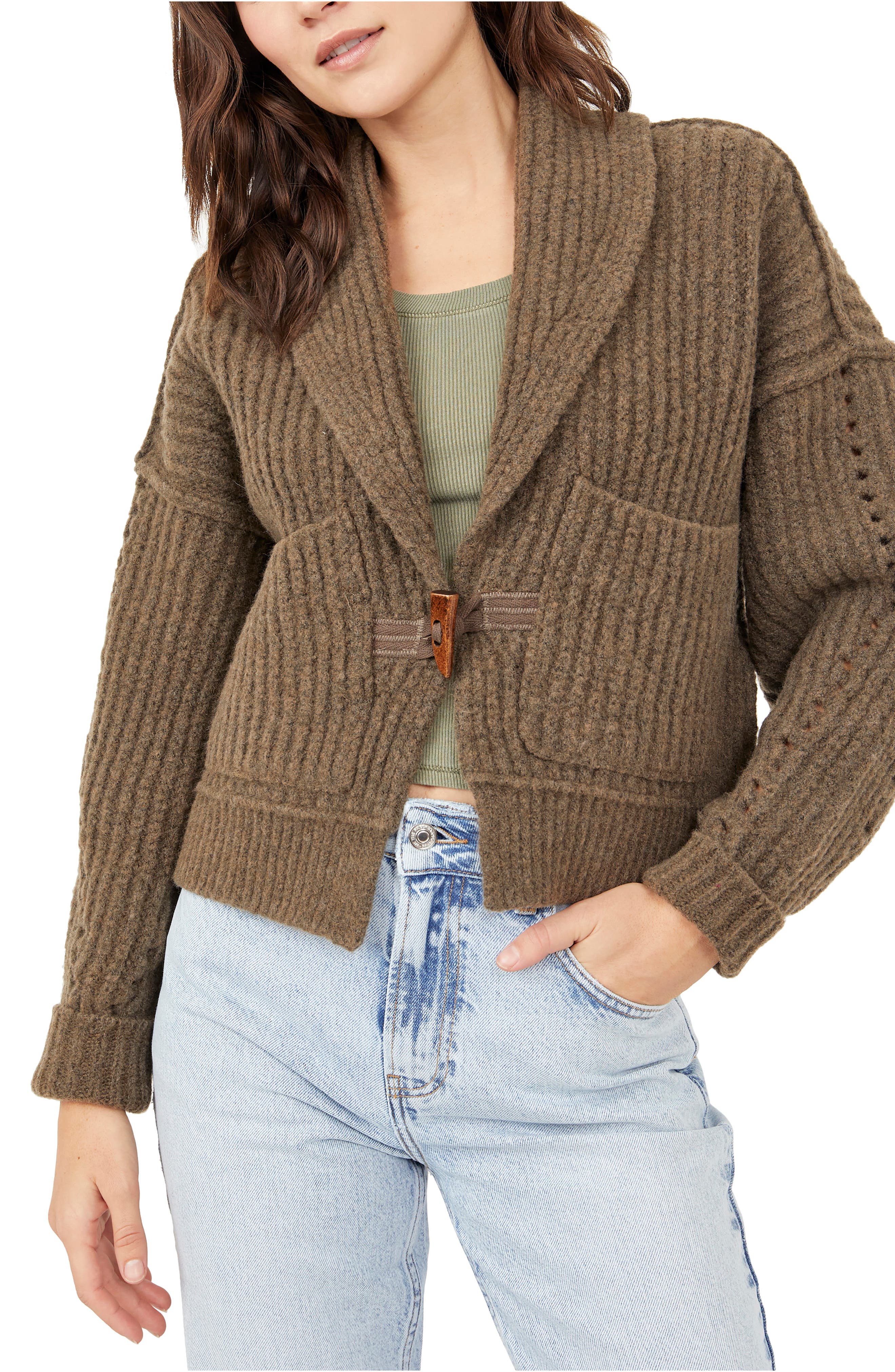 Younger song Heavy Waffle Cardigan brown - カーディガン