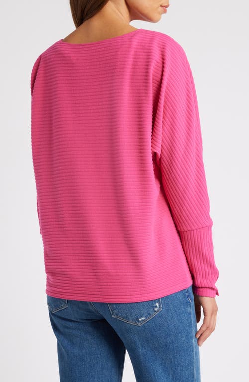 Shop Caslonr Caslon(r) Snap Cuff Dolman Sleeve Rib Top In Pink Electric