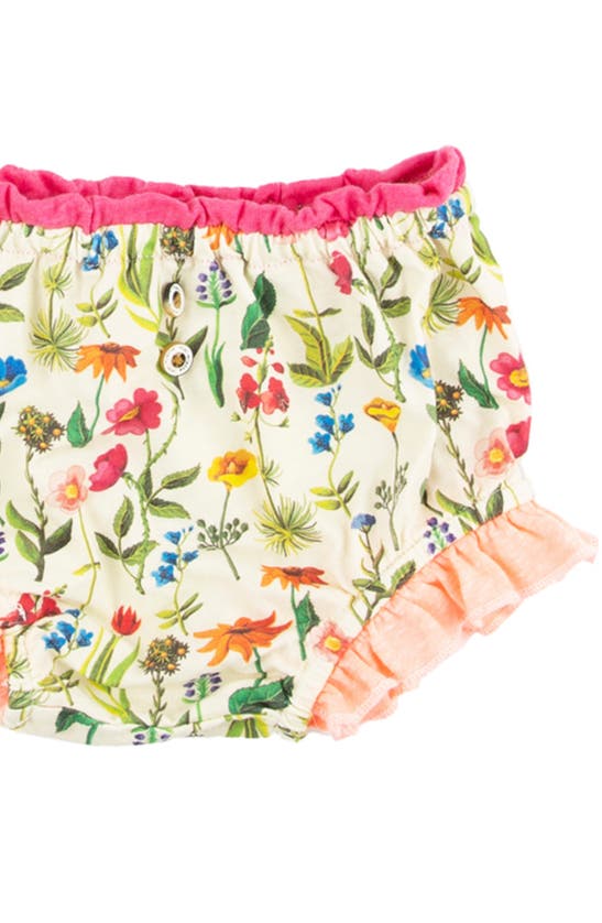 Shop Miki Miette Yasi Ruffle Sleeve Top & Bloomers Set In Wildflowers