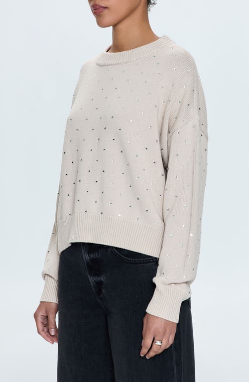 PISTOLA PISTOLA STEPH RHINESTONE ACCENT COTTON CREWNECK SWEATER 