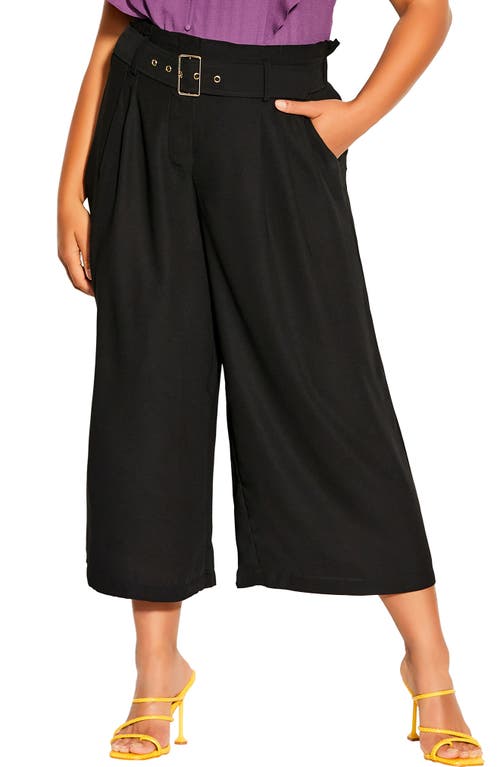 City Chic Easy Crop Belted Pants in Black at Nordstrom