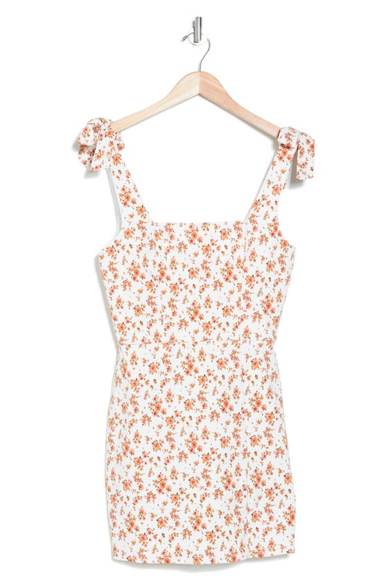 Shop Row A Tie Shoulder Minidress In Ivory Pink Floral