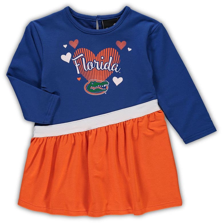 Outerstuff Babies' Girls Infant Royal Florida Gators Heart French Terry Dress