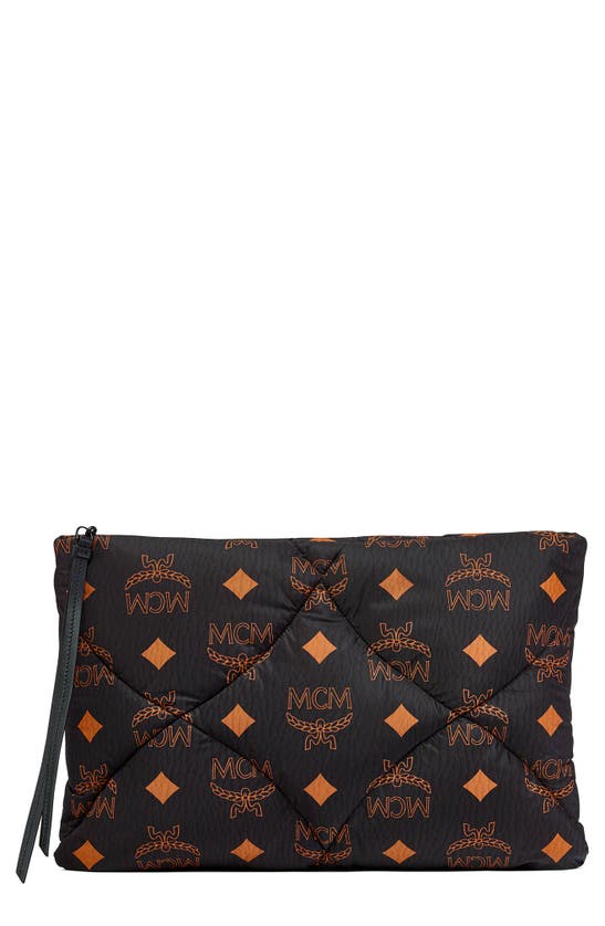Mcm Large Aren Quilted Pouch In Black