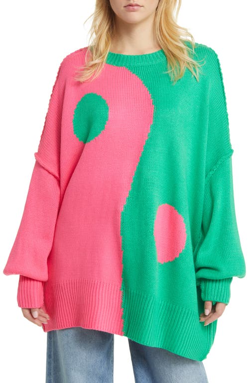 Yin & Yang Oversize Sweater in Pink Green