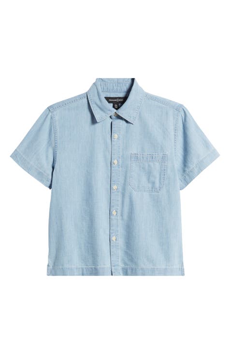 Kids' Short Sleeve Chambray Button-Up Shirt (Big Kid)