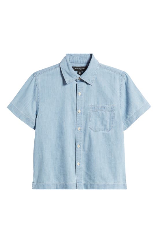Shop Treasure & Bond Kids' Short Sleeve Chambray Button-up Shirt In Medium Wash