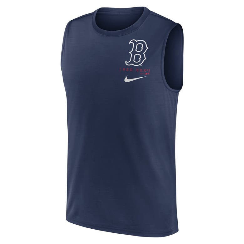 Shop Nike Navy Boston Red Sox Large Logo Muscle Tank Top