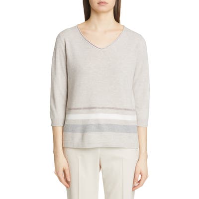 Fabiana Filippi Stripe Wool Blend Sweater, 50 IT - Grey