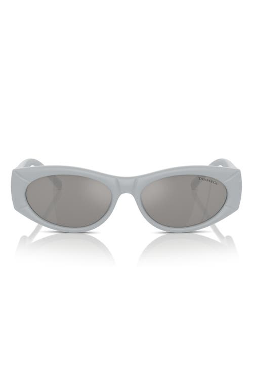 55mm Oval Sunglasses in Silver Mirror