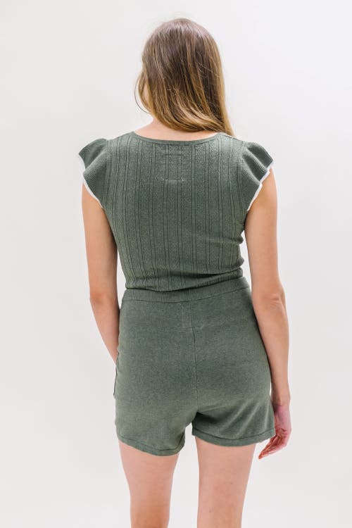 Hope & Henry Womens' Sweater Short In Olive Heather