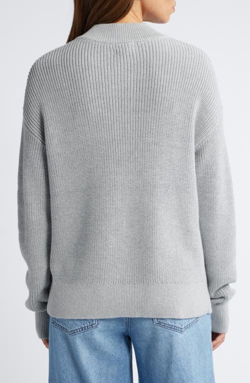 Shop Caslonr Caslon(r) Half Button Pima Cotton Blend Sweater In Grey Heather