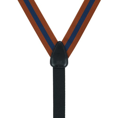 Trafalgar Big & Tall Oliver Stripe Convertible Suspenders In Rust