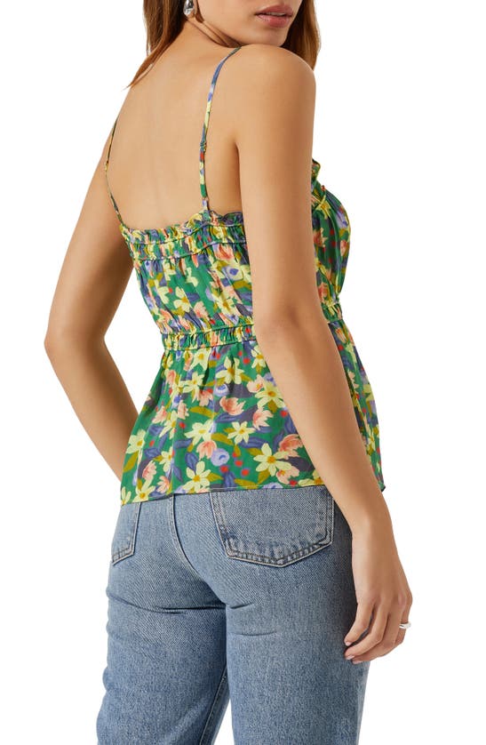 Shop Astr The Label Ruched Babydoll Camisole In Yellow Green Flower