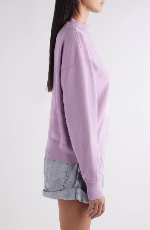 Shop Isabel Marant Étoile Moby Mock Neck Cotton Blend Logo Graphic Sweatshirt In Lilac/ecru