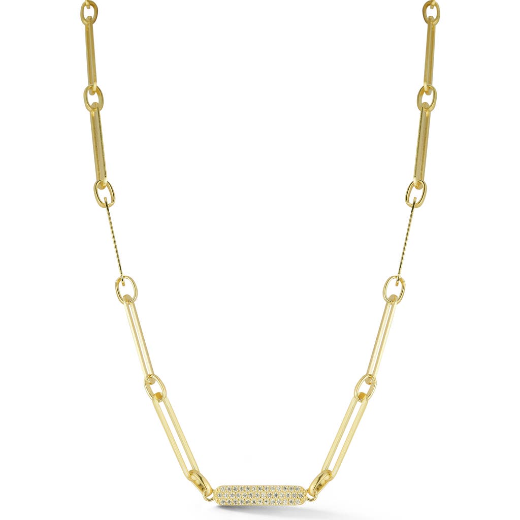 Chloe & Madison Chloe And Madison Cz Paper Clip Chain Necklace In Gold