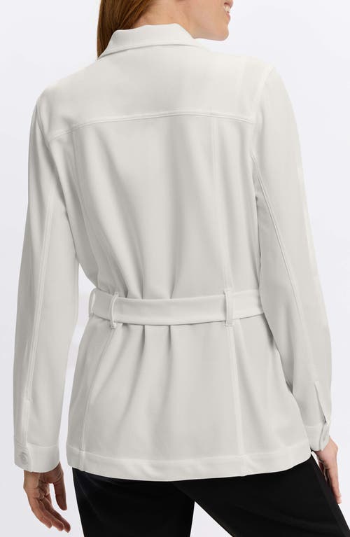 Foxcroft Stella Crepe Knit Utility Jacket In Ecru