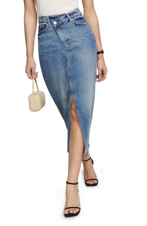 Reformation Nila Asymmetric Denim Skirt Galway at Nordstrom,