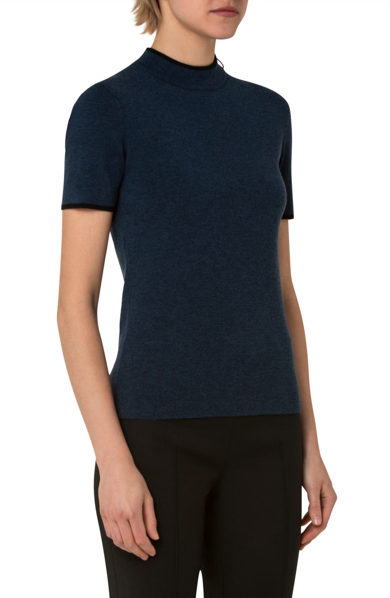 mock neck short sleeve sweater