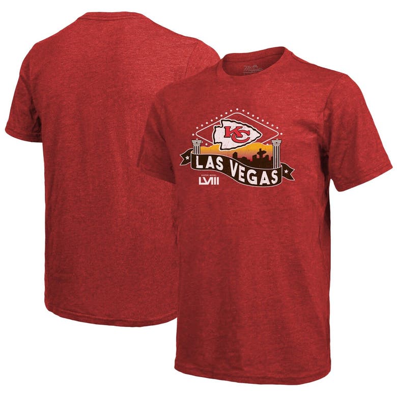 Shop Majestic Threads Red Kansas City Chiefs Super Bowl Lviii Tri-blend T-shirt