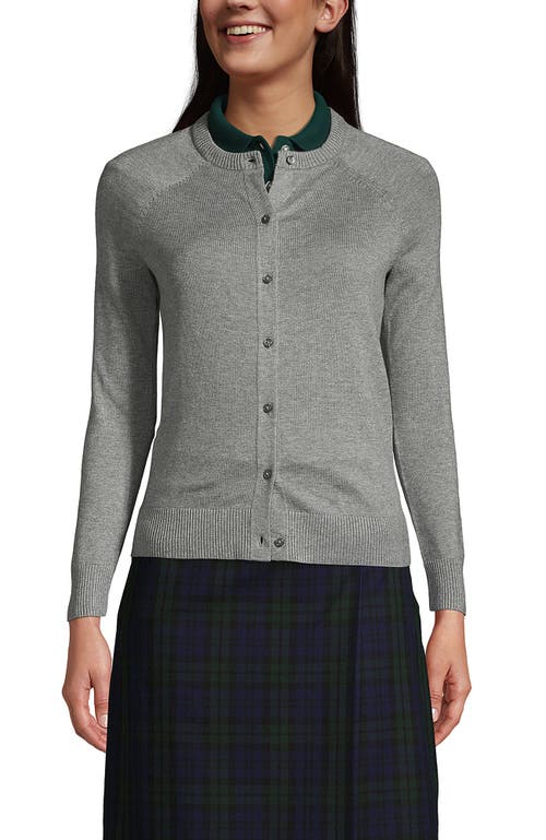 Lands' End School Uniform Young  Cotton Modal Cardigan Sweater In Pewter Heather