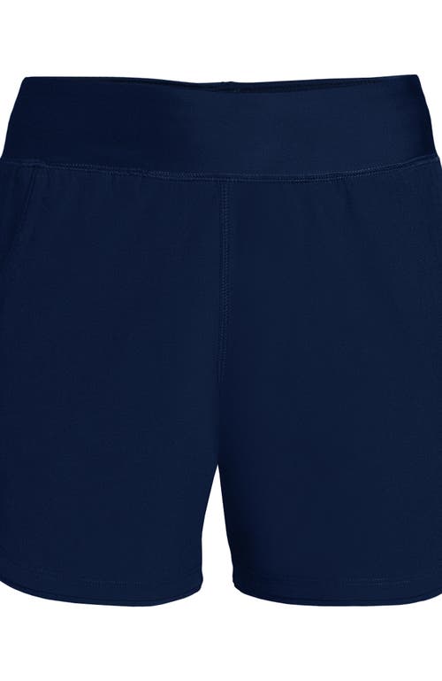 Shop Lands' End 5" Quick Dry Elastic Waist Board Shorts Swim Cover-up Shorts With Panty In Deep Sea Navy