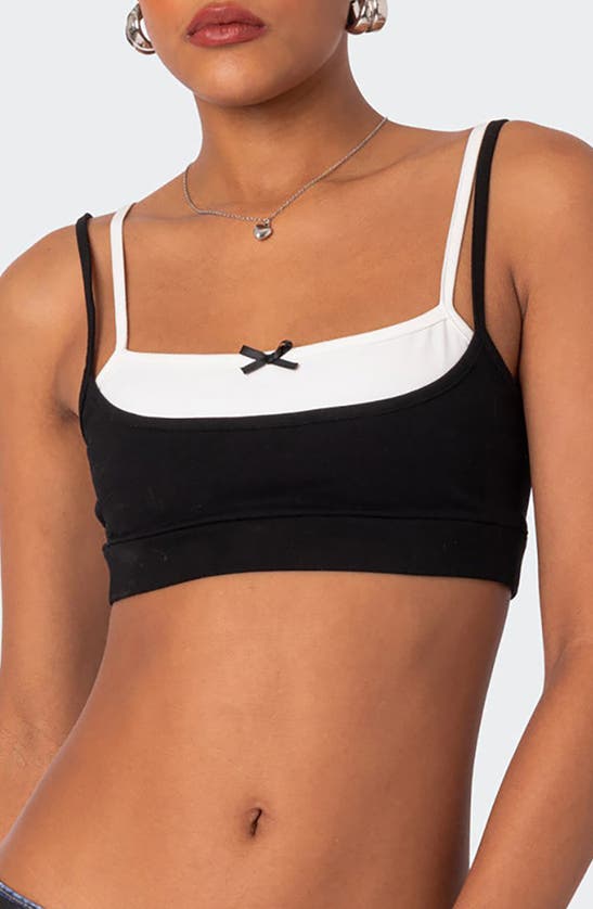 Edikted Gracie Layered Bra Top In Black-and-white