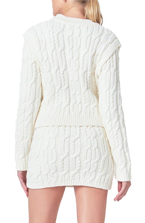 Endless Rose Cable Knit Cardigan Sweater In Ivory
