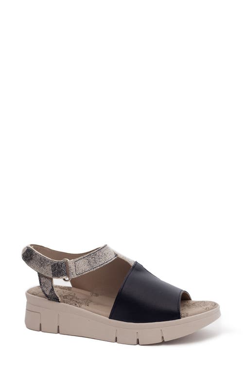 Isla Peep Toe Sandal in Black/Graphite