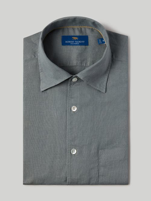 Shop Robert Talbott Morgan Short Sleeve Linen Shirt In Light Gray