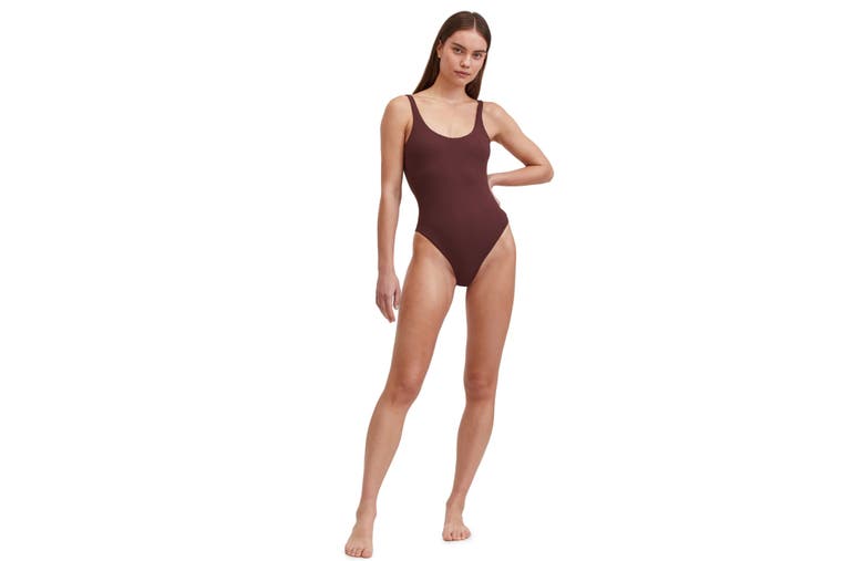 Shop Au Naturel By Gottex Solid Textured Scoop Neck One Piece Swimsuit With Low U Back In Brunette