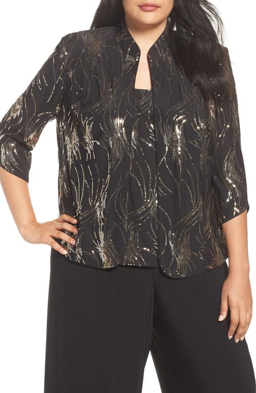 Alex Evenings Sequined Twinset Black/silver at Nordstrom,