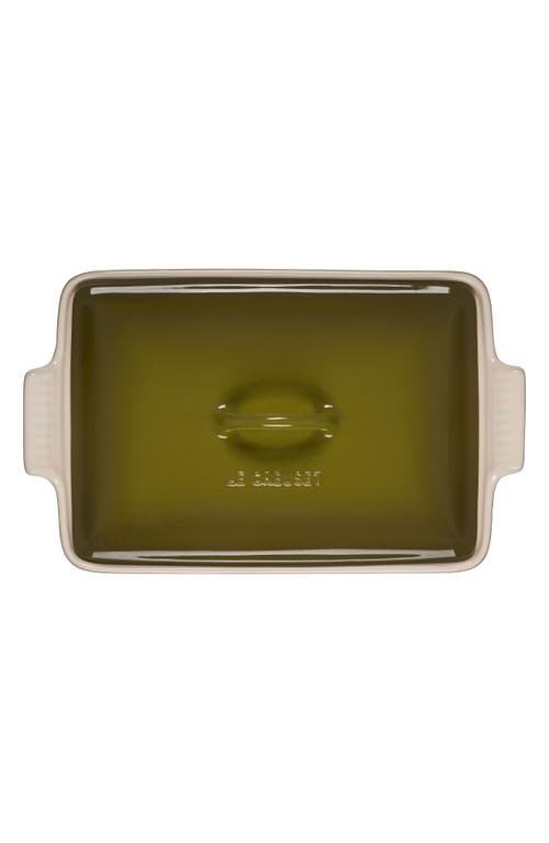 Le Creuset Heritage 4 Quart Covered Rectangular Stoneware Casserole In Olive