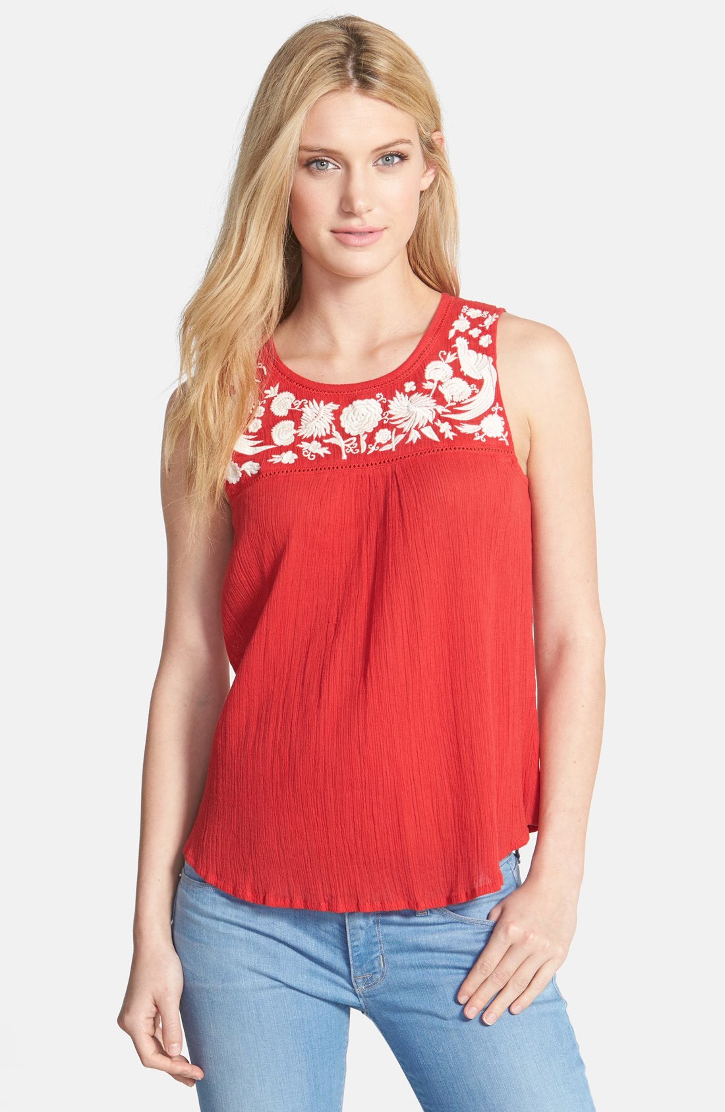 Lucky Brand Embroidered Woven Tank | Nordstrom