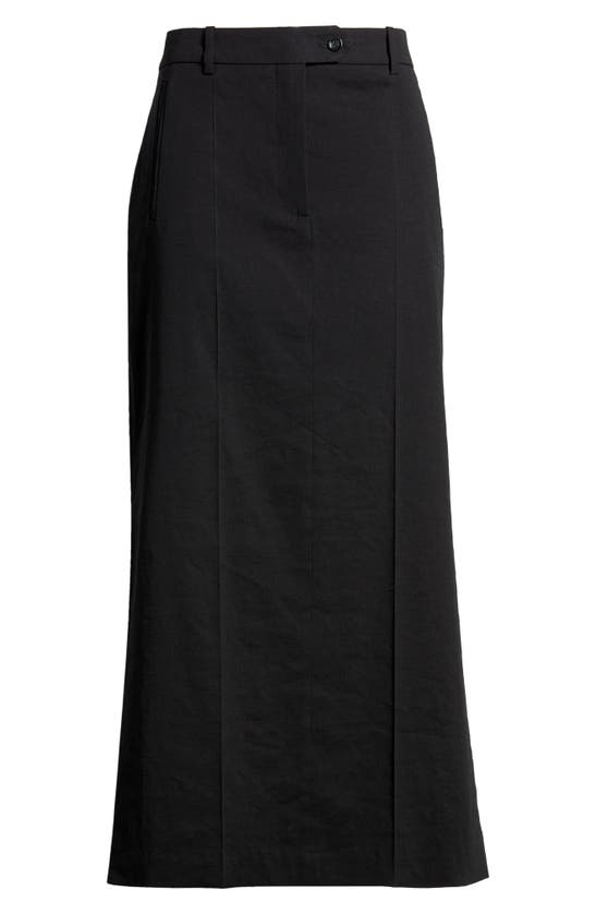 Shop Hugo Boss Boss Vemata Linen Blend Midi A-line Skirt In Black