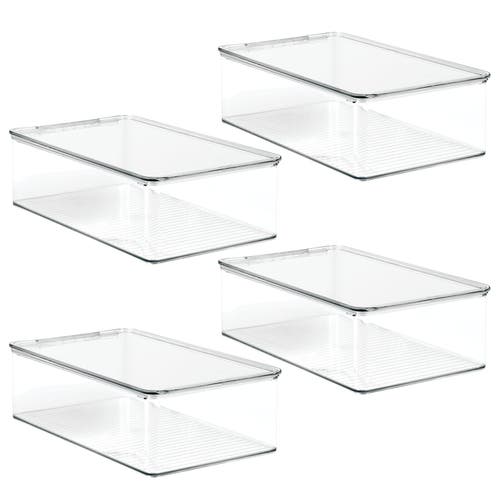 Shop Mdesign Plastic Bedroom Closet Storage Organizer Box, Hinge Lid, 2 Pack In Clear