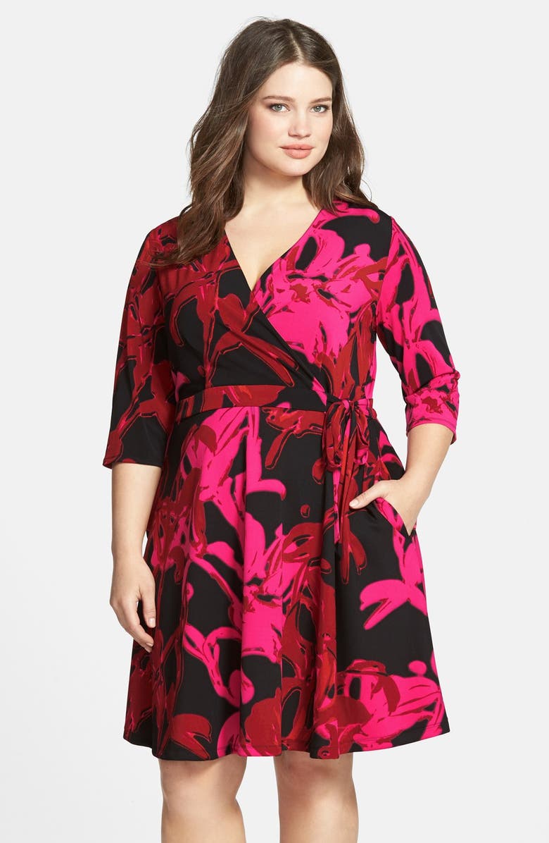 Taylor Dresses Print Faux Wrap Dress (Plus Size) | Nordstrom