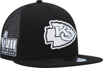 New Era Men's New Era Black Kansas City Chiefs Super Bowl LVII Champions  Side Patch Trucker 9FIFTY Snapback Hat